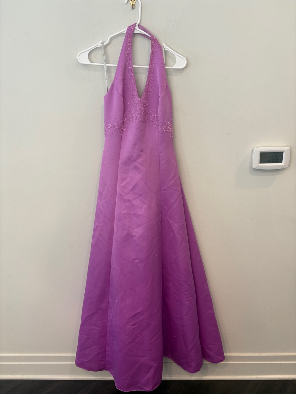 De La ru formal purple sparkly sequin XS gown